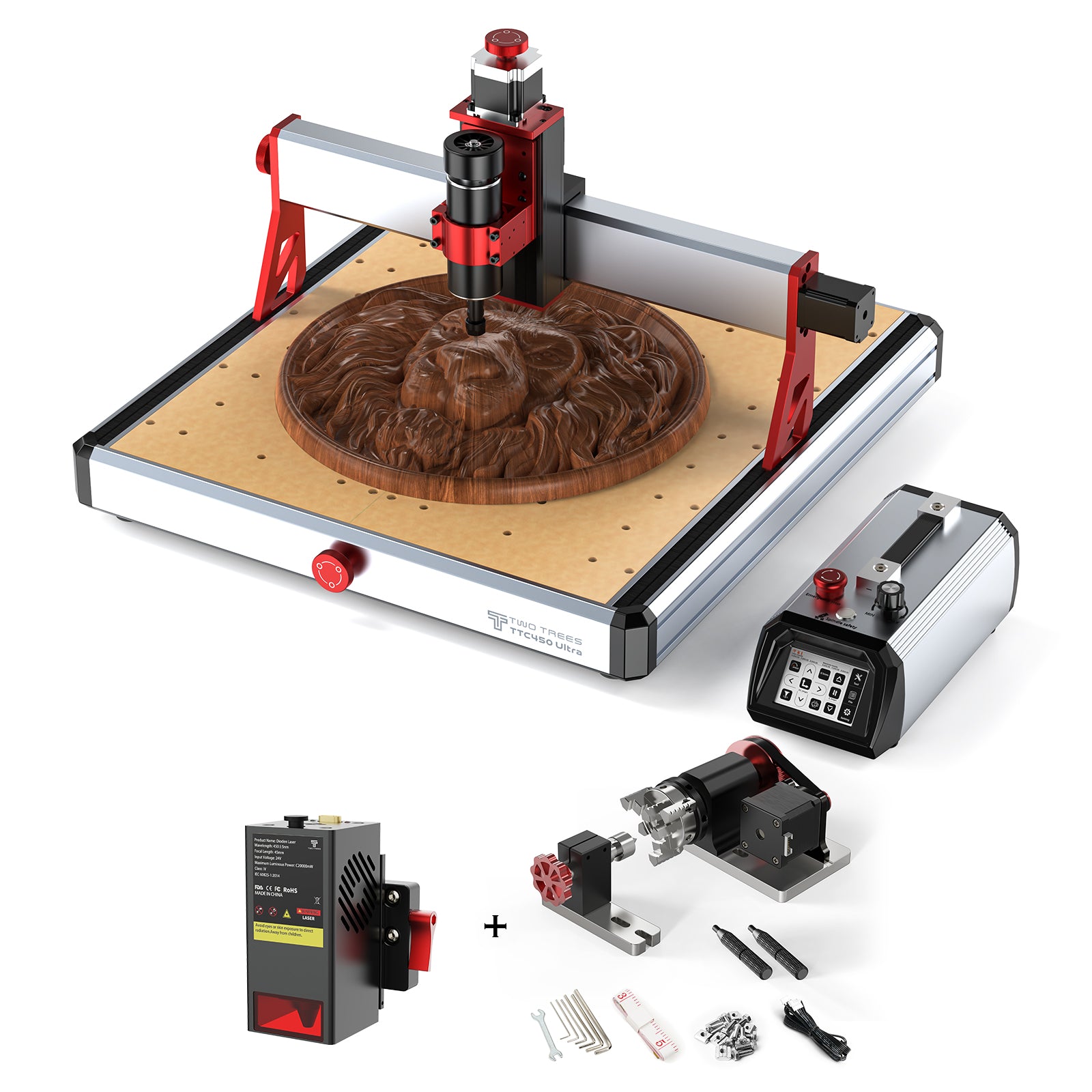 Twotrees TTC450 Ultra CNC Router Machine + TC20 Laser Module + 4th Axi