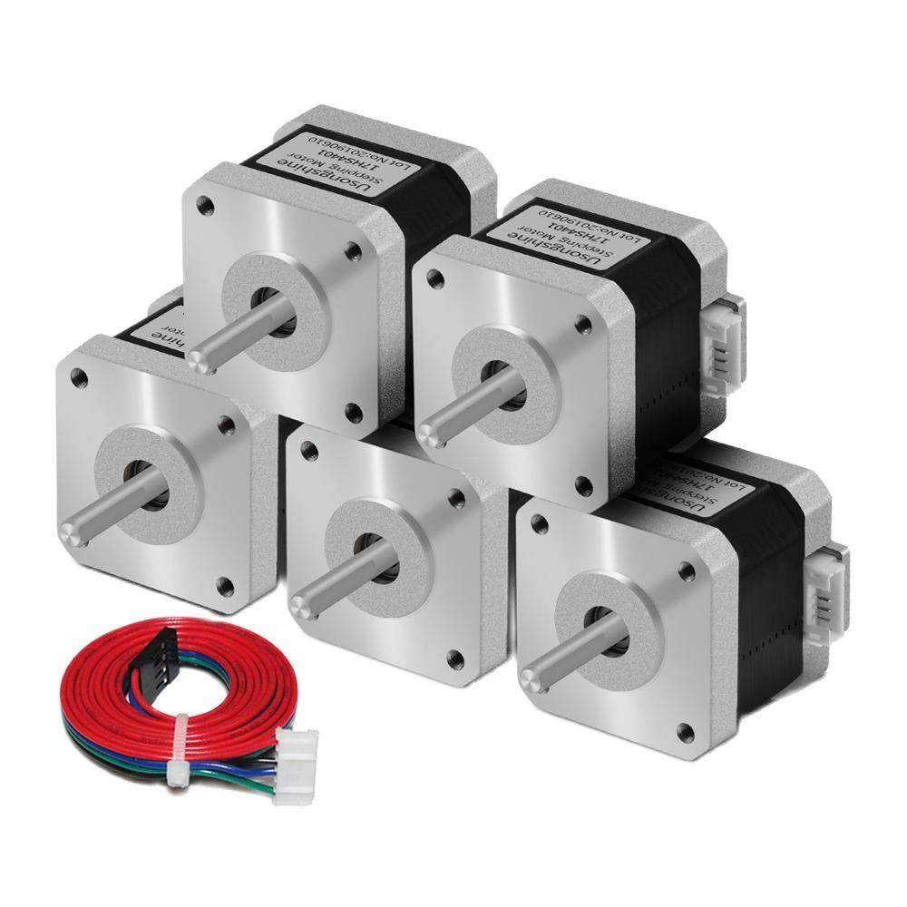 nema 17 stepper motors Twotrees Nema 17 Stepper Motor 5PCS 17HS4401 NEMA17 42 Motor 4-Lead 42BYGH 1.5A with DuPont Line for 3D Printer and CNC