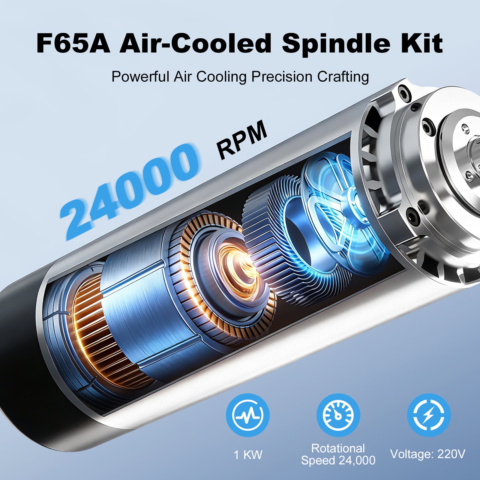 Twotrees 1000W Air-Cooled CNC Spindle Motor 24000RPM