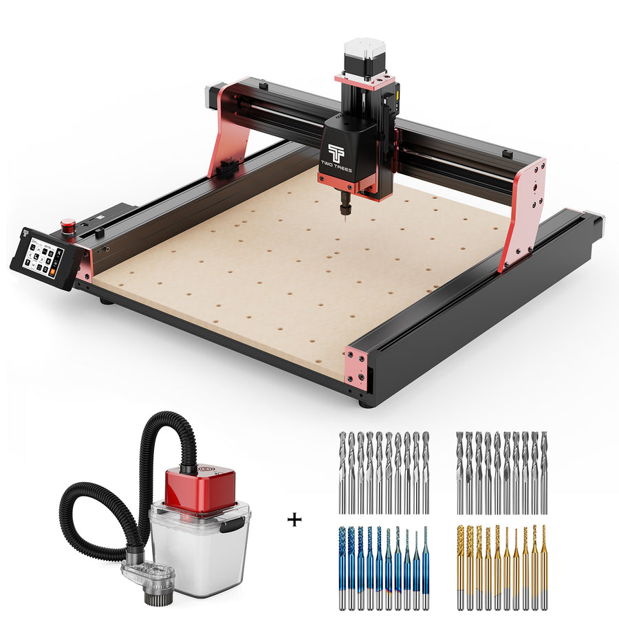 Twotrees TTC450 PRO CNC Router Machine + Vacuum Cleaner M1 + End Mills