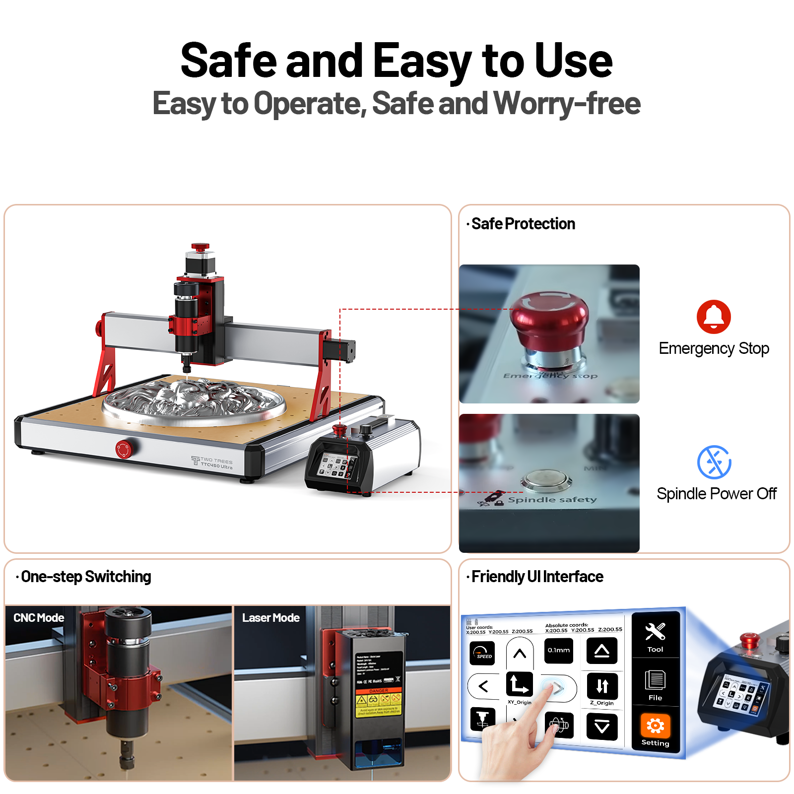 Two Trees Router Sled Twotrees TTC450 Ultra CNC Router Machine for Desktop Engraving