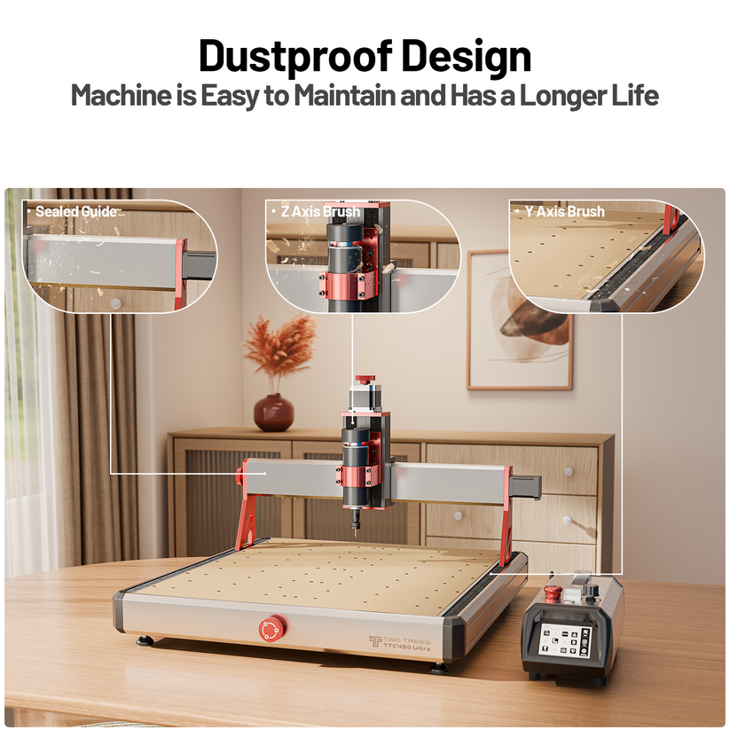 Twotrees TTC450 Ultra CNC Router + 800W Spindle + 4th Axis
