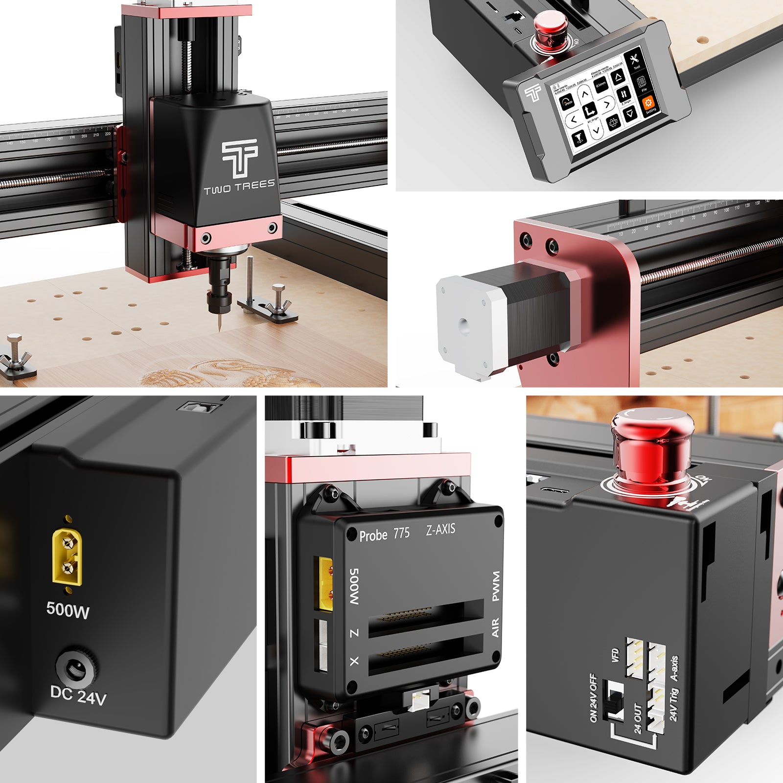 Twotrees TTC450 Pro CNC Router + 500W Spindle + Vacuum + End Mills