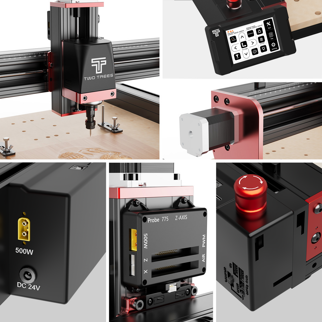 Twotrees TTC450 PRO CNC Router Machine + 500W Spindle + 4th Axis + End ...