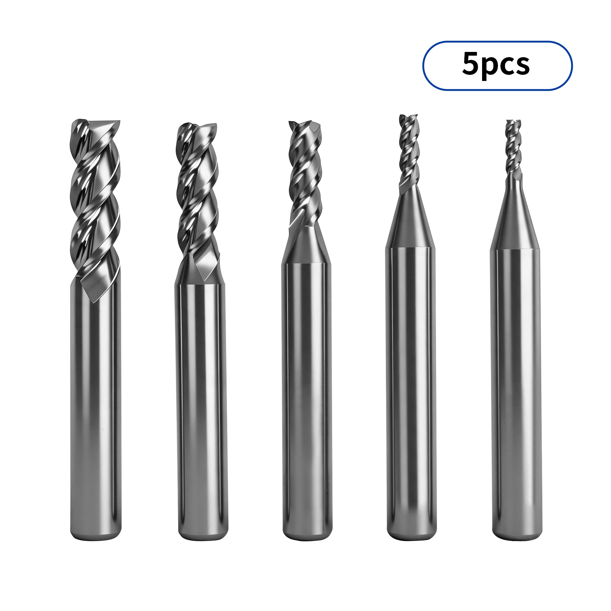 Twotrees 3 Flute Carbide End Mill Set 5PCS | CNC Router Bits