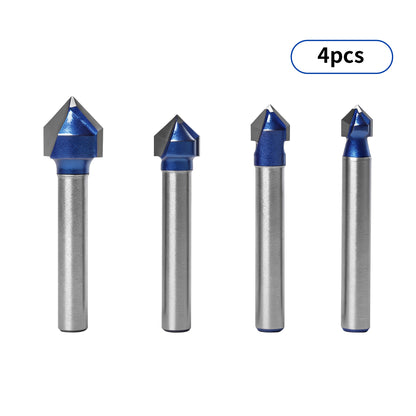 Twotrees Solid Carbide 90° V-Bit Set 4PCS