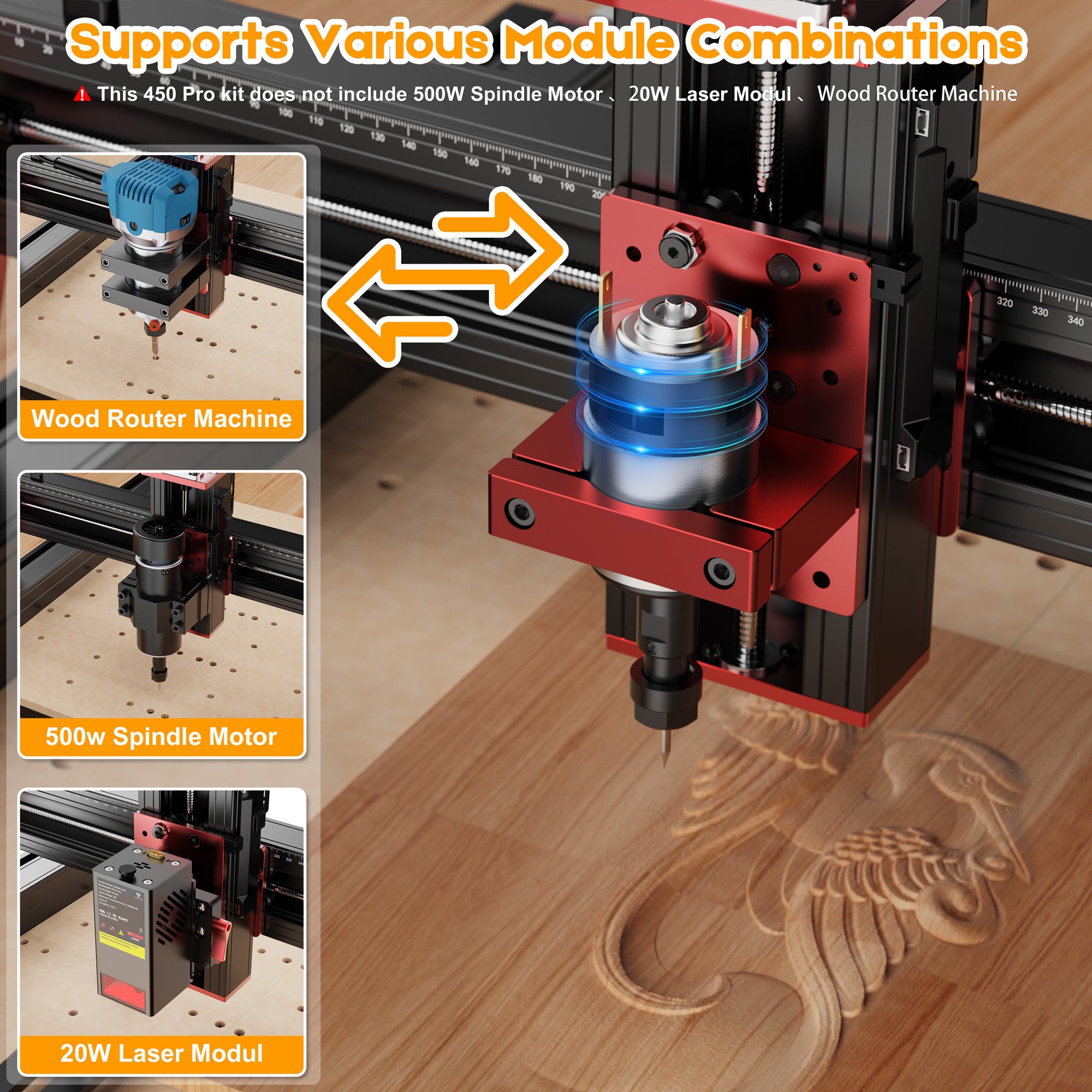 Twotrees TTC450 PRO CNC Router Machine（EU US Direct Ship, VAT