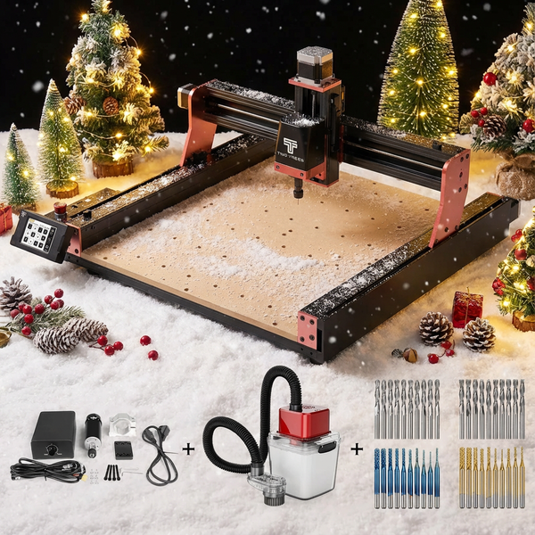 Twotrees TTC450 PRO CNC Router Machine + 500W Spindle + Vacuum Cleaner M1 + End Mills