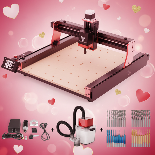 Twotrees TTC450 PRO CNC Router Machine + 500W Spindle + Vacuum Cleaner M1 + End Mills