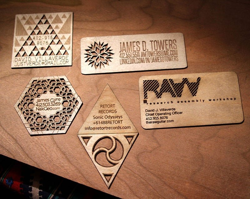 Engrave and Cutouts Wood Business Cards