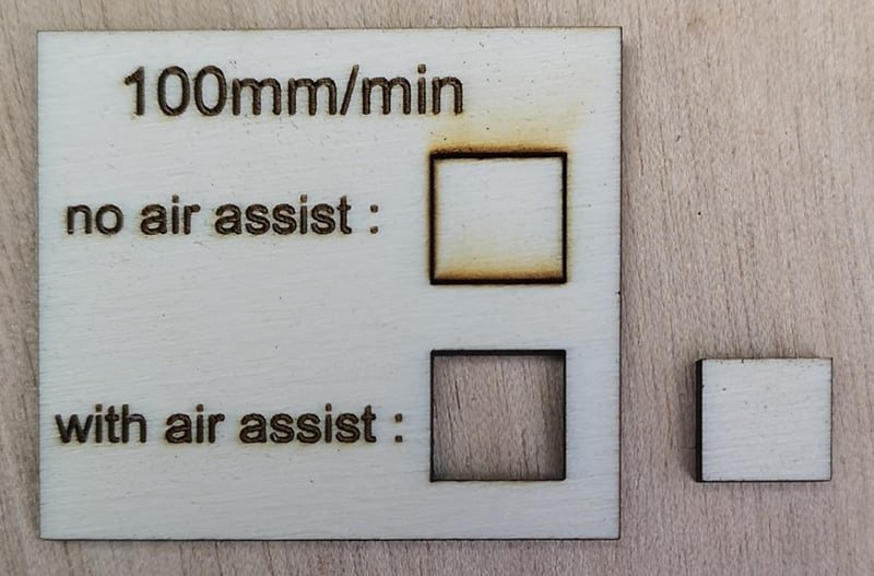 Laser Cutting With or Without Air Assist (Image from Reddit Community)